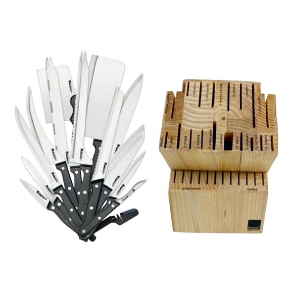 ronco Kitchen New Ronco Showtime Six Star Wooden Knife Block 2